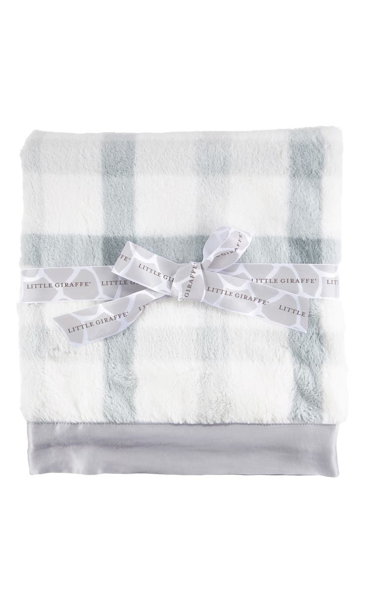 Little Giraffe Luxe Plaid Faux Fur Baby Blanket, Alternate, color,
