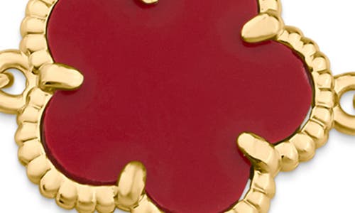 Cz By Kenneth Jay Lane Cubic Zirconia & Red Stone Clover Line Bracelet In Red/gold