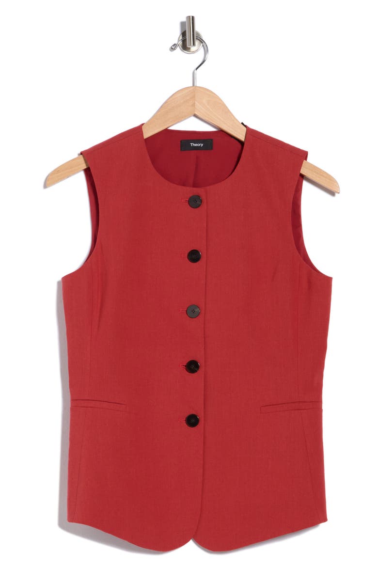 Crewneck Linen Blend Vest, Alternate, color, CHERRY RED