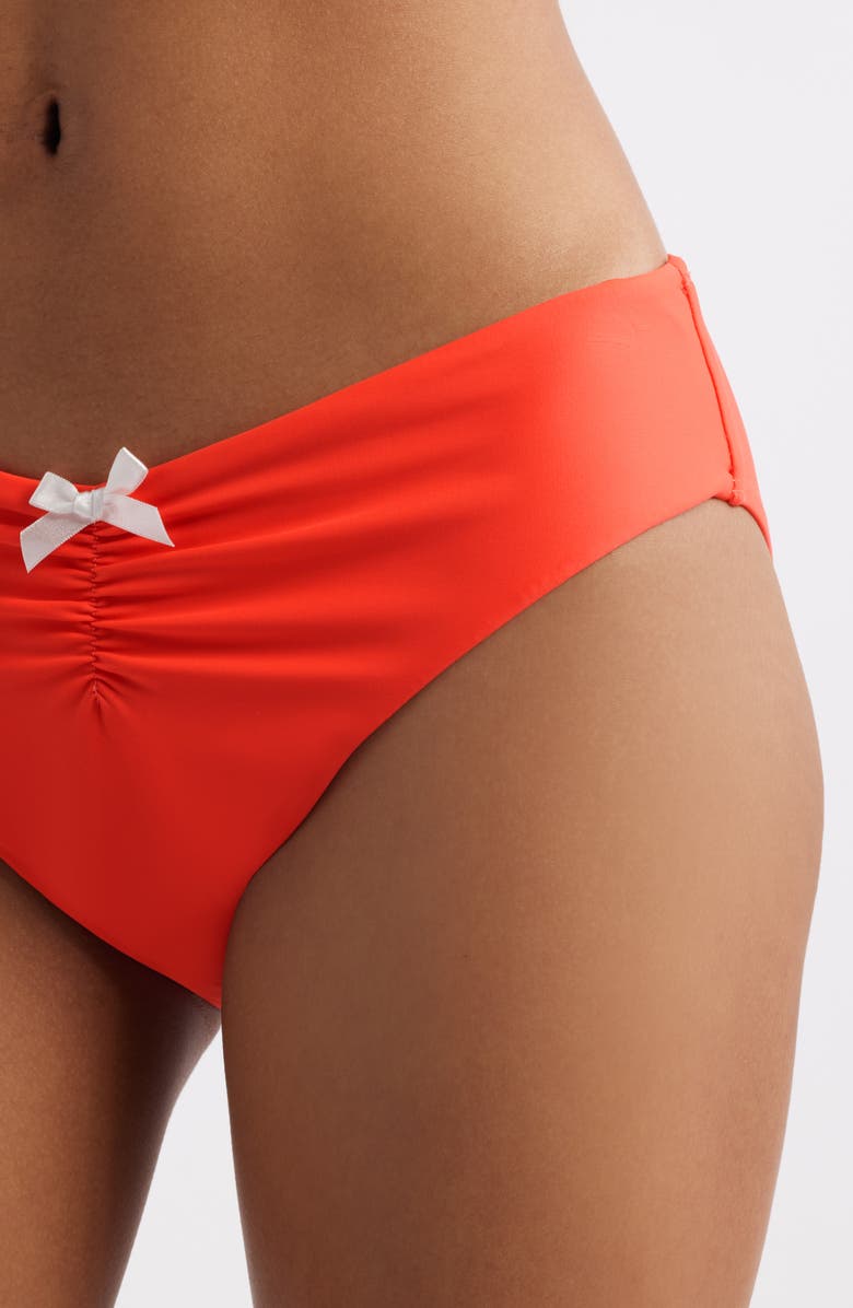 BP. Ruched Bikini Bottoms, Alternate, color, Red Bittersweet