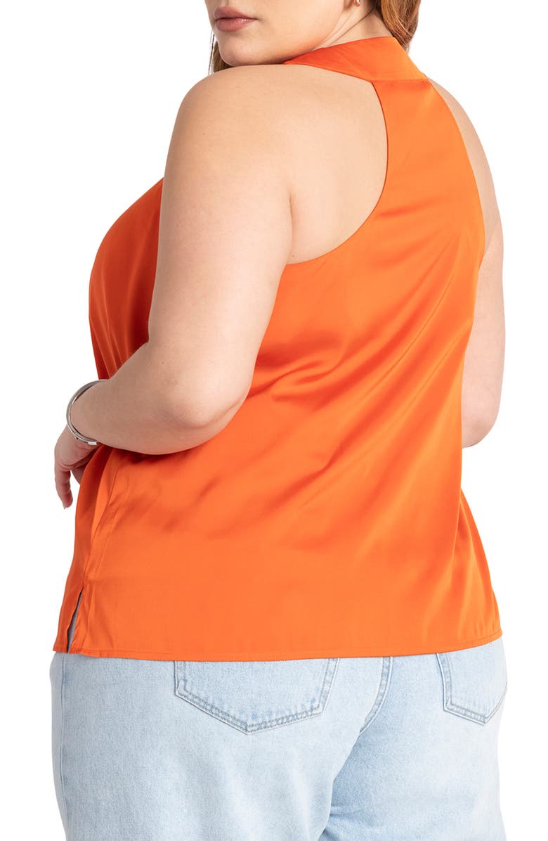ELOQUII Twist Neck Satin Top, Alternate, color, 