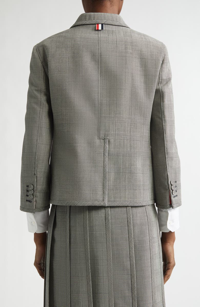 Thom Browne Glen Plaid Funmix Fresco Wool Crop Sport Coat, Alternate, color, Black/ White