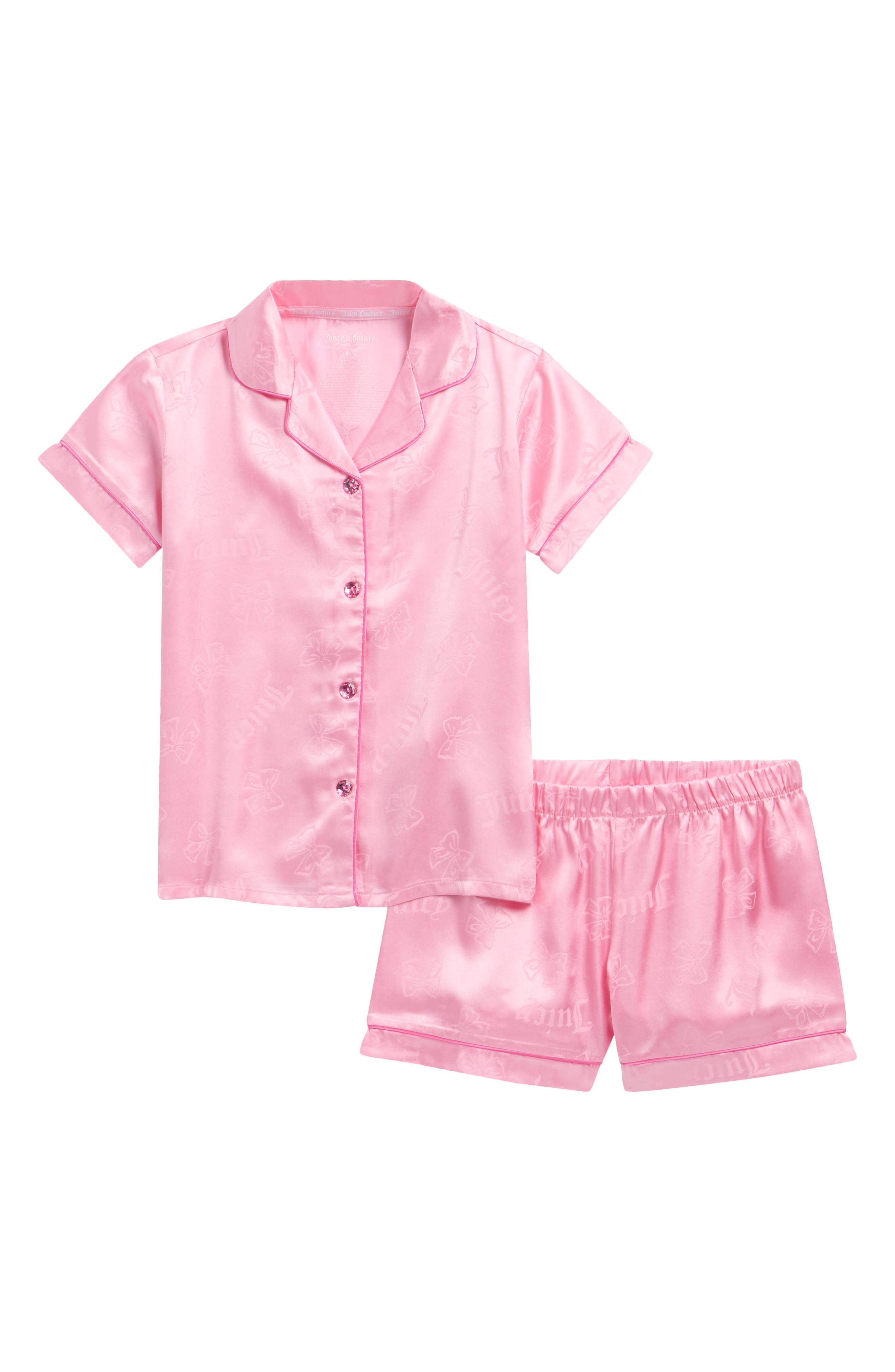 Juicy Couture Kids' Logo Jacquard Two-Piece Satin Short Pajamas
