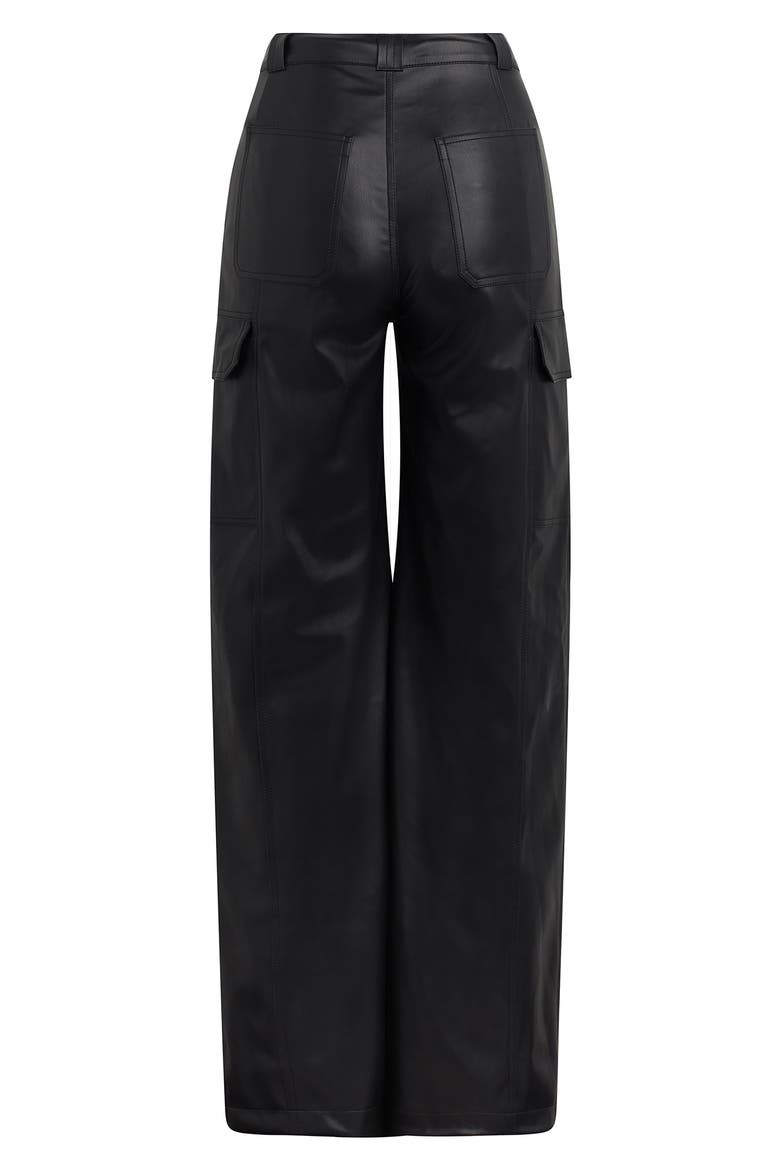High Waist Wide Leg Cargo Pants, Alternate, color, BLACK