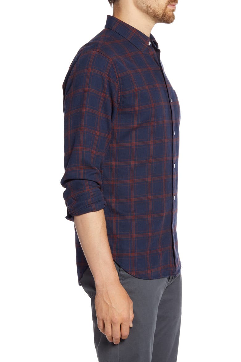 Slim Fit Plaid Flannel Button-Up Shirt, Alternate, color, PLAID - EXPEDITION NAVY