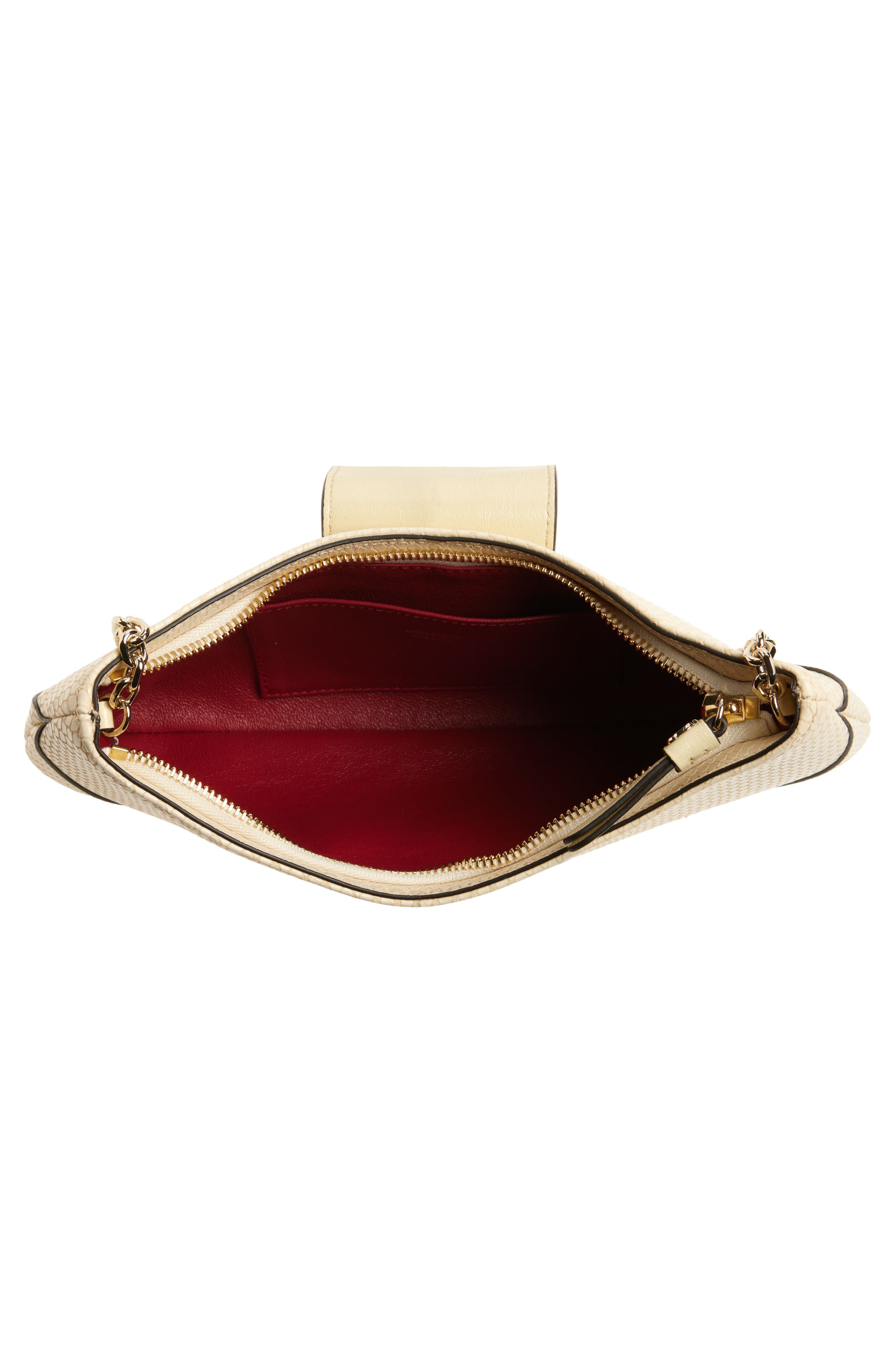 Bar Slim Snakeskin Embossed Leather Clutch, Alternate, color, BUTTERMILK/ SHINY GOLD