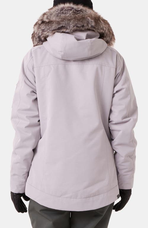 Roxy Meade Hooded Snow Jacket With Faux Fur Trim In Purple