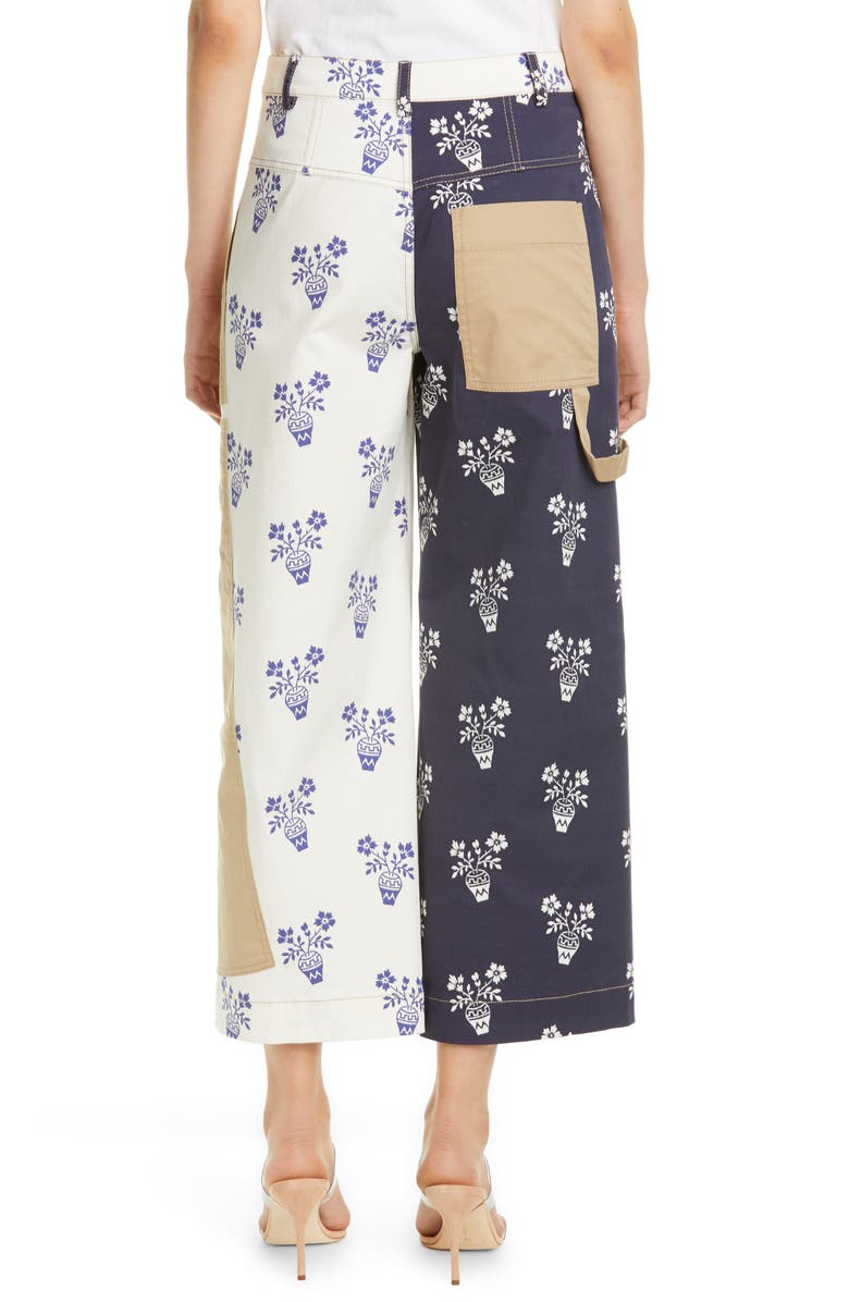 MONSE Flower Pot Patchwork Denim Crop Pants, Alternate, color,