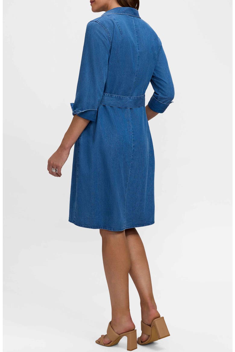 Agnes Tie Waist Denim Shirtdress, Alternate, color, MEDIUM WASH BLUE
