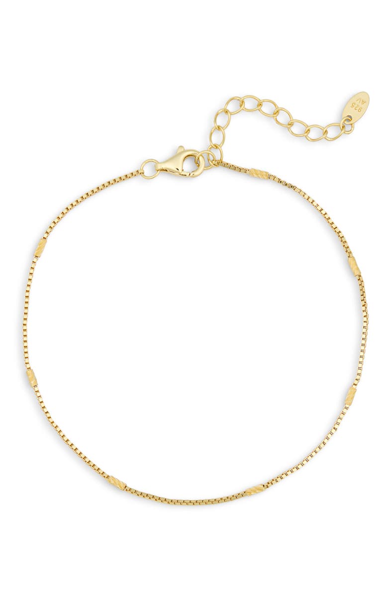 Argento Vivo Sterling Silver Bar Station Chain Bracelet, Main, color, Gold