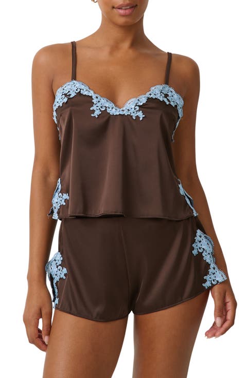 Cinderella Lace Trim Stretch Satin Camisole