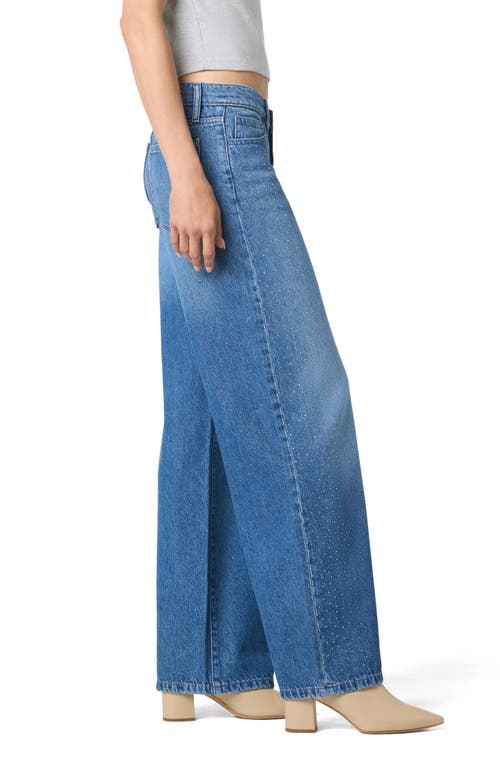 Joe's Crystal Embellished Low Rise Wide Leg Jeans In Blue