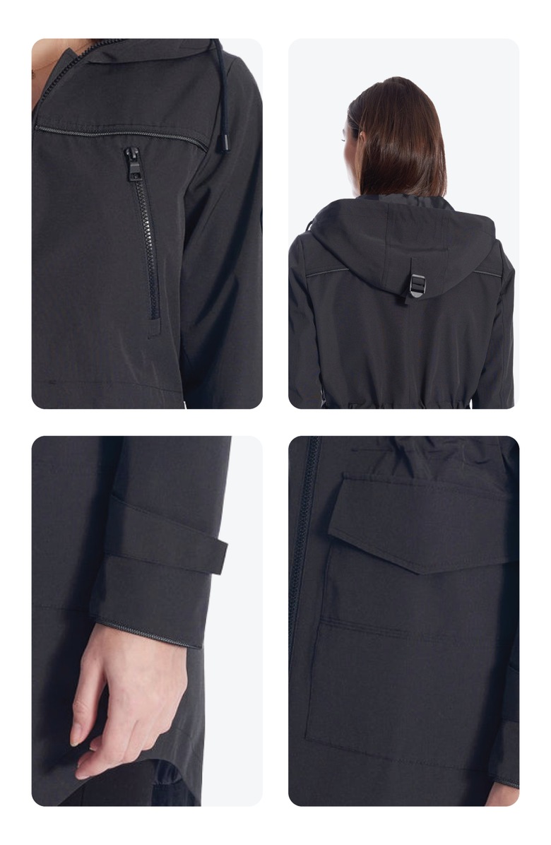 Alpine North Kusawa - Mid-length Hooded Drawstring-Waist Raincoat, Alternate, color, Black