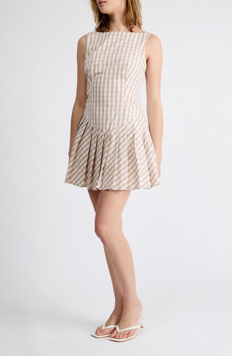 Extro & Vert Ivy Gingham Minidress, Alternate, color, Beige Gingham