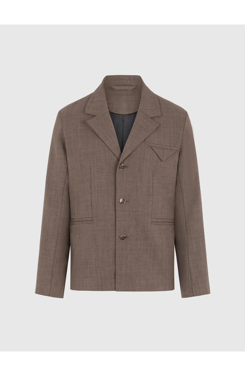 Manière De Voir Bastien Single Breasted Hatched Tailored Suit Jacket, Alternate, color, Light Brown