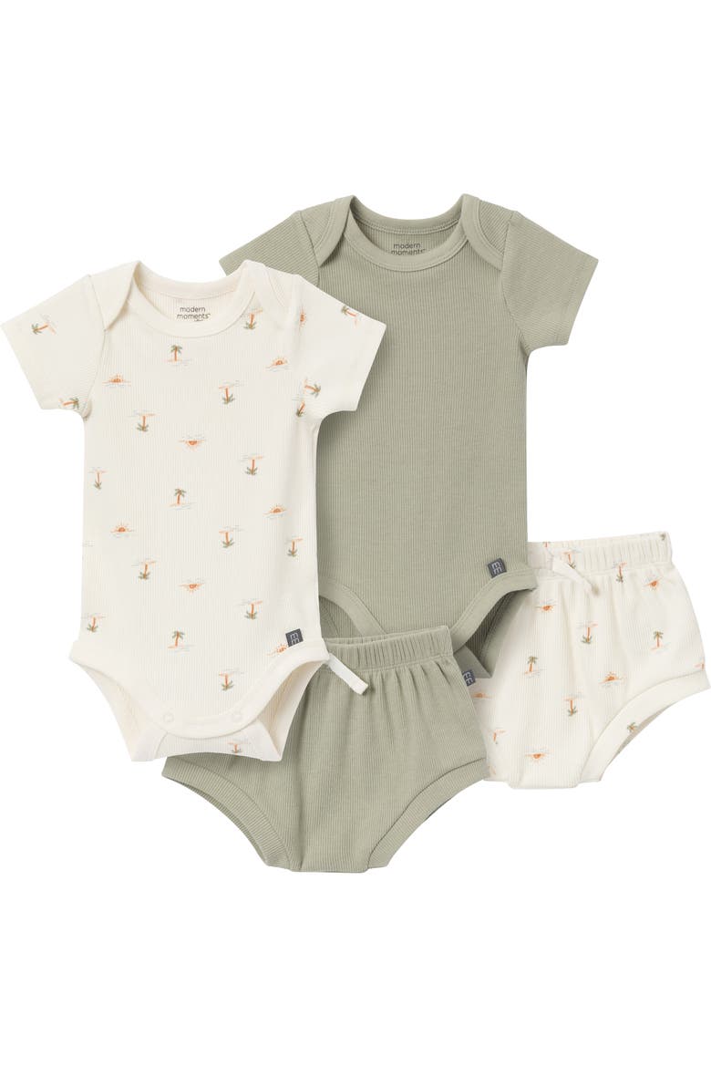 Bodysuits & Shorts 4-Pack Set, Main, color, Mini Island