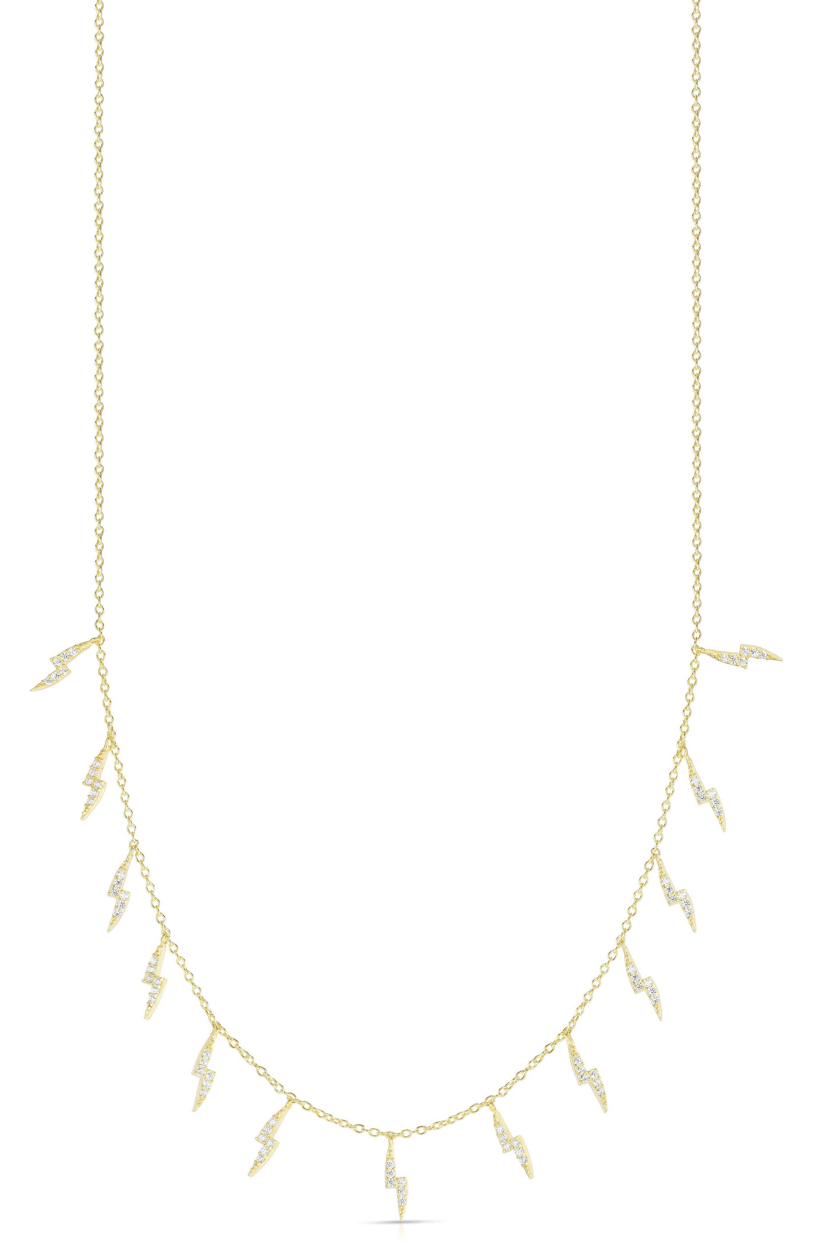 SPHERA MILANO Cubic Zirconia Pavé Lightning Charm Necklace