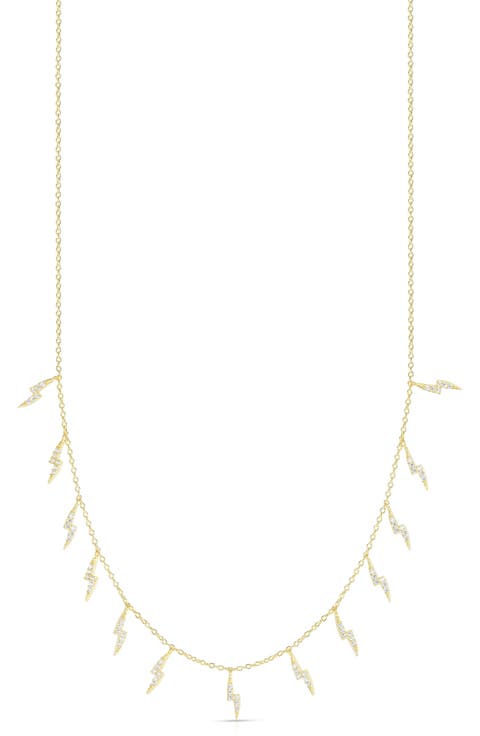 Cubic Zirconia Pavé Lightning Charm Necklace