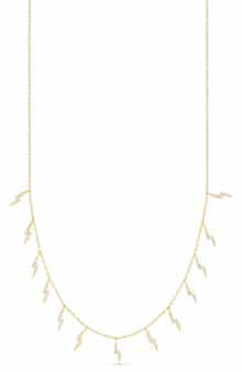 Cubic Zirconia Pavé Lightning Charm Necklace
