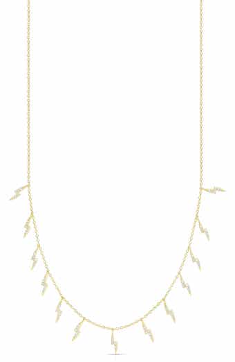 Cubic Zirconia Pavé Lightning Charm Necklace