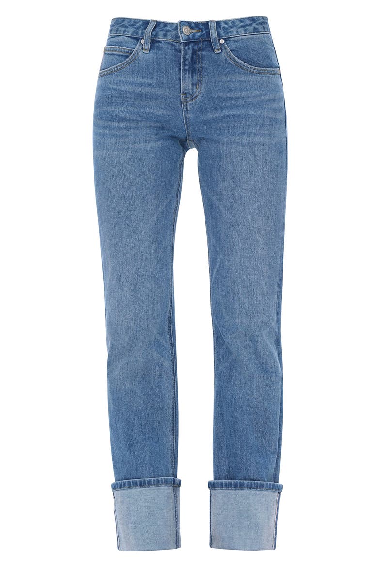 Yoyo Deep Cuff Straight Jeans, Alternate, color, ISLAND
