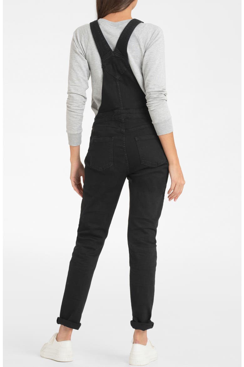 Denim Maternity Overalls, Alternate, color, BLACK