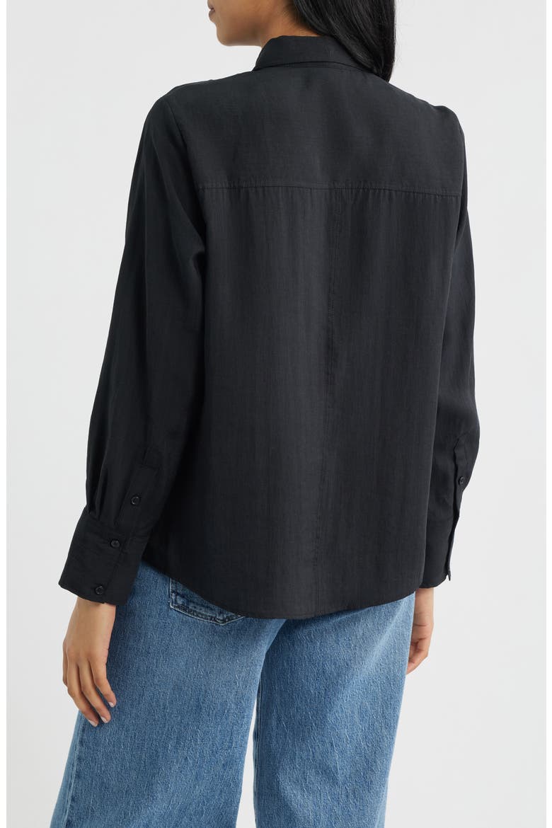 Luxe Touch Button-Up Shirt, Alternate, color, BLACK