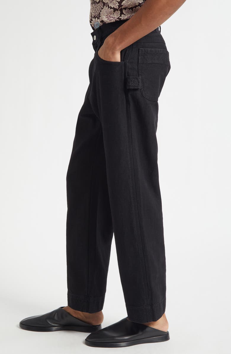Bode Embroidered Denim Knolly Brook Trousers, Alternate, color, Black