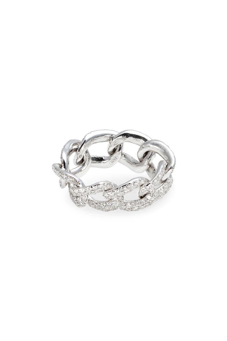 Pavé Diamond Link Ring, Main, color, WHITE GOLD