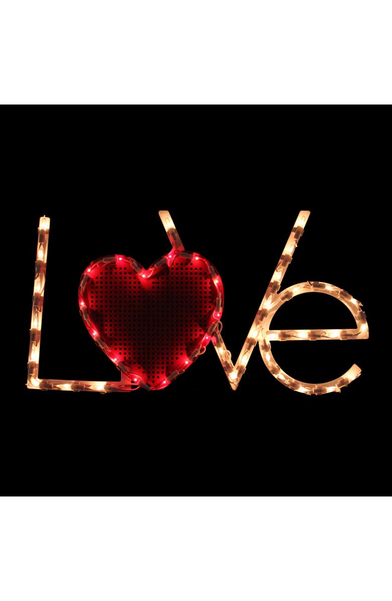Northlight Lighted "Love" with Heart Valentine's Day Window Silhouette - 17" - White and Red, Alternate, color, White