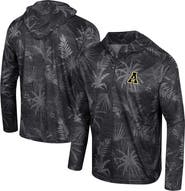 COLOSSEUM Men's Colosseum Black Appalachian State Mountaineers Palms Printed Lightweight Quarter-Zip Hooded Top