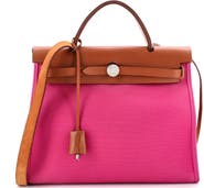 Pre-Owned Hermes Herbag Zip Leather and Toile 31