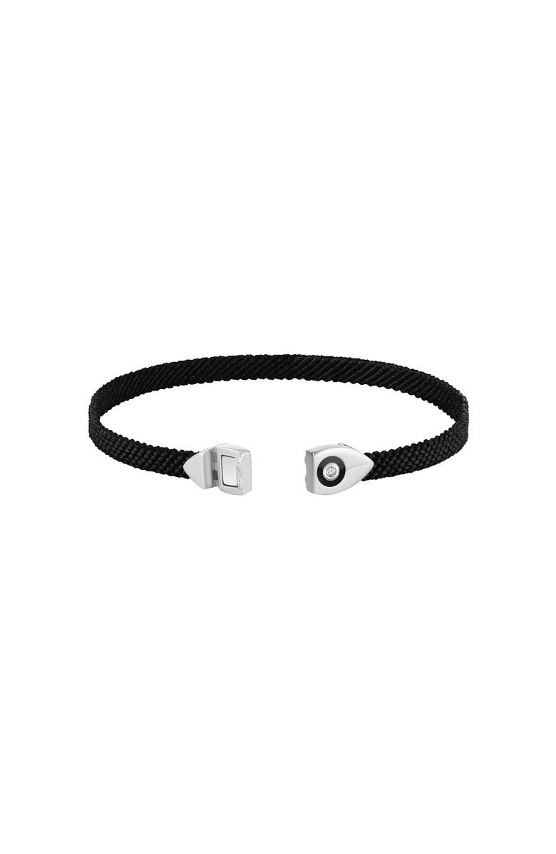 Karma and Luck Opulent Security Men's Evil Eye Black String Bracelet, Alternate, color, Black/Silver