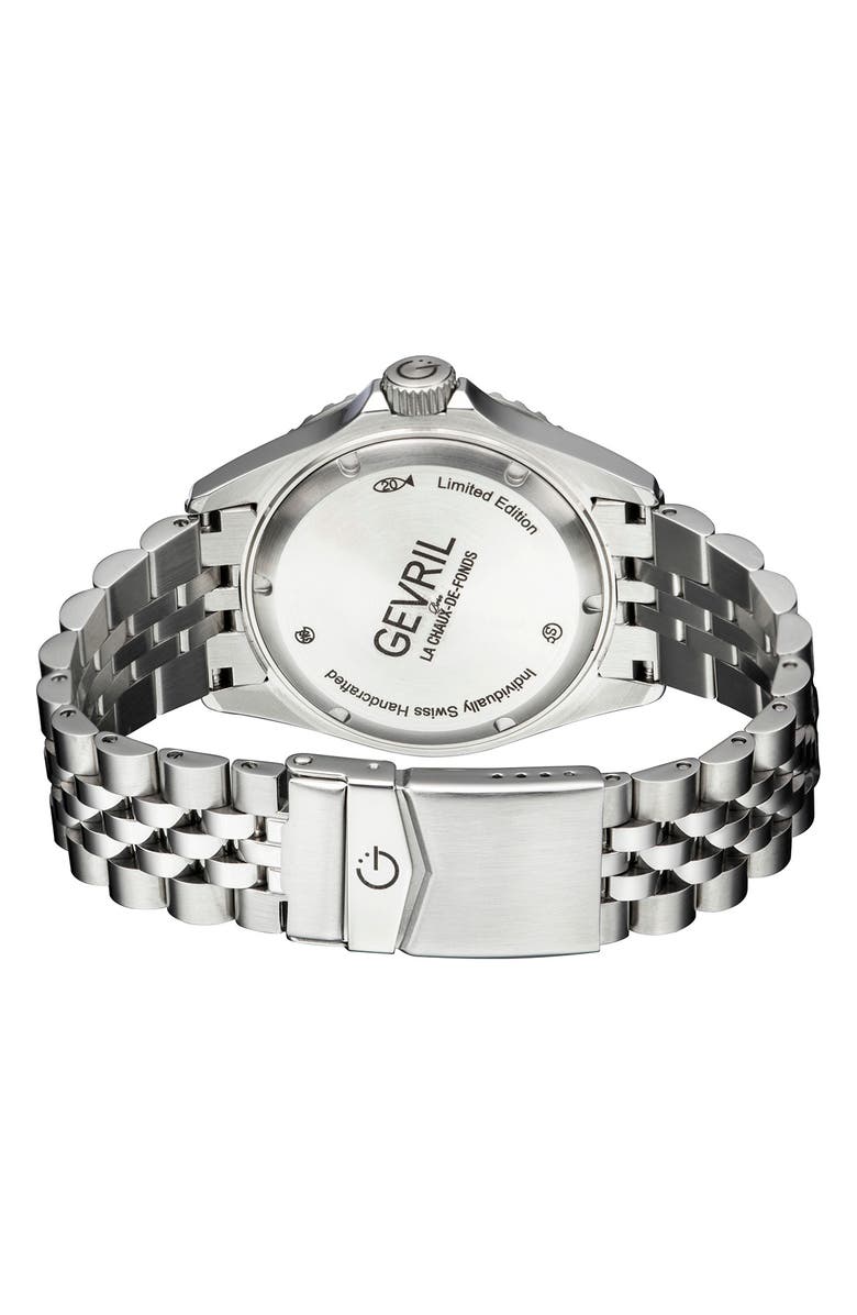 GEVRIL Men's Wall Street Ceramic Bezel Bracelet Watch, 43mm, Alternate, color, 