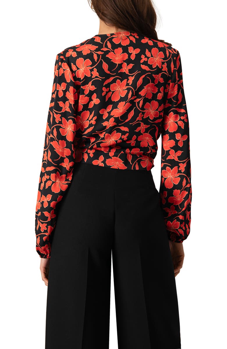 IVONNE Floral Wrap Blouse with Tie Waist, Alternate, color, Red