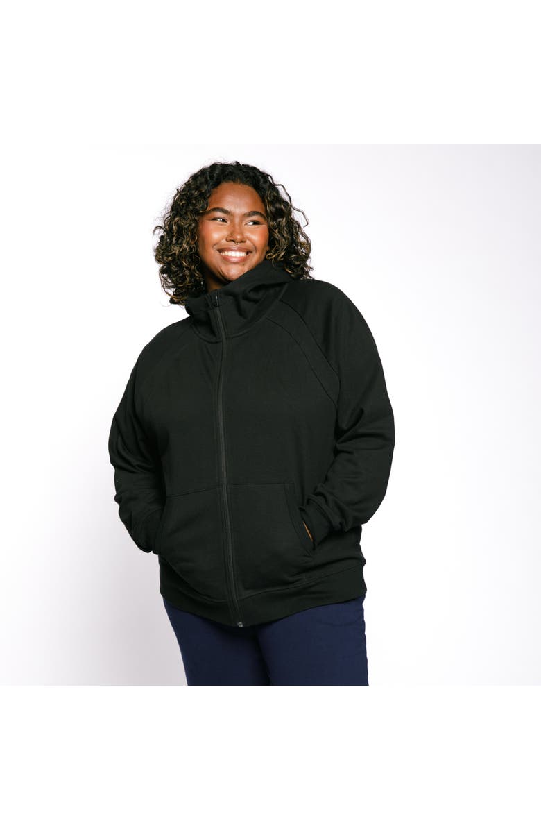 TomboyX French Terry Full Zip Hoodie, Alternate, color, Black