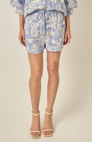 English Factory Embroidered Striped Shorts