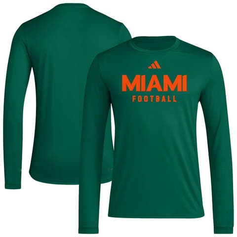 Men's adidas  Green Miami Hurricanes Locker Practice Football Pre-Game Long Sleeve T-Shirt