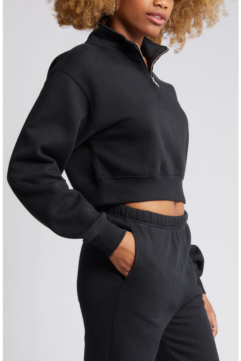 Quarter Zip Sweatshirt, Alternate, color, BLACK JET