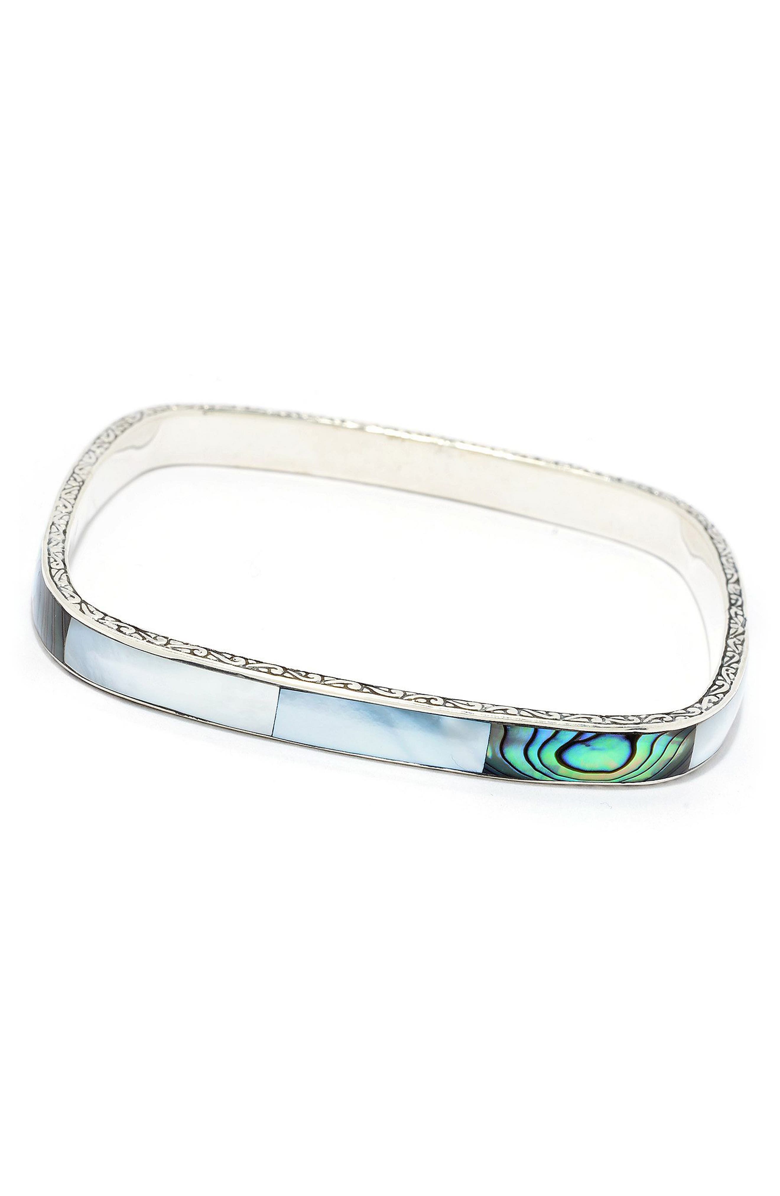 Abalone Shell Inlay Sterling Silver Bangle