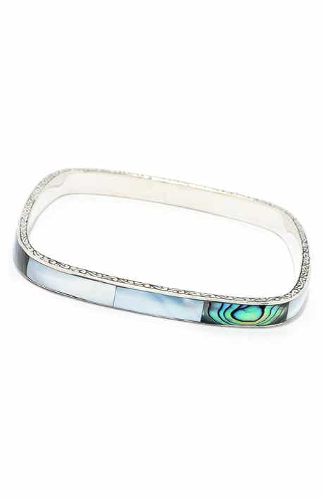 Abalone Shell Inlay Sterling Silver Bangle