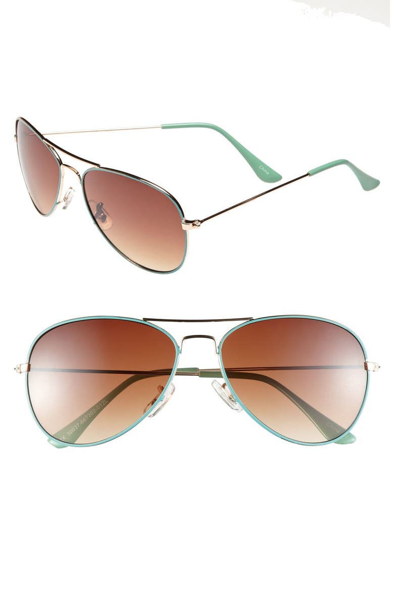 'Helen' 56mm Aviator Sunglasses, Main, color, GOLD/ GREEN/ SMOKE