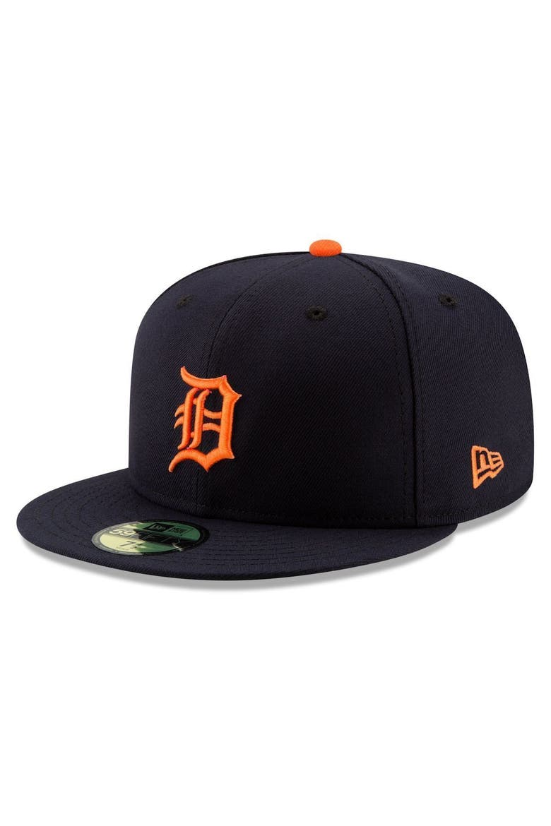Men's New Era Navy Detroit Tigers Road Authentic Collection On-Field Logo 59FIFTY Fitted Hat, Main, color, NAVY