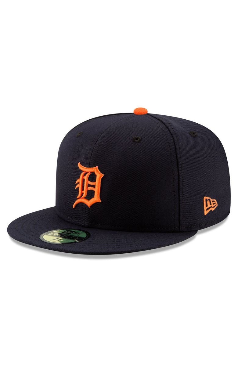 New Era Men's New Era Navy Detroit Tigers Road Authentic Collection On-Field Logo 59FIFTY Fitted Hat, Main, color, 