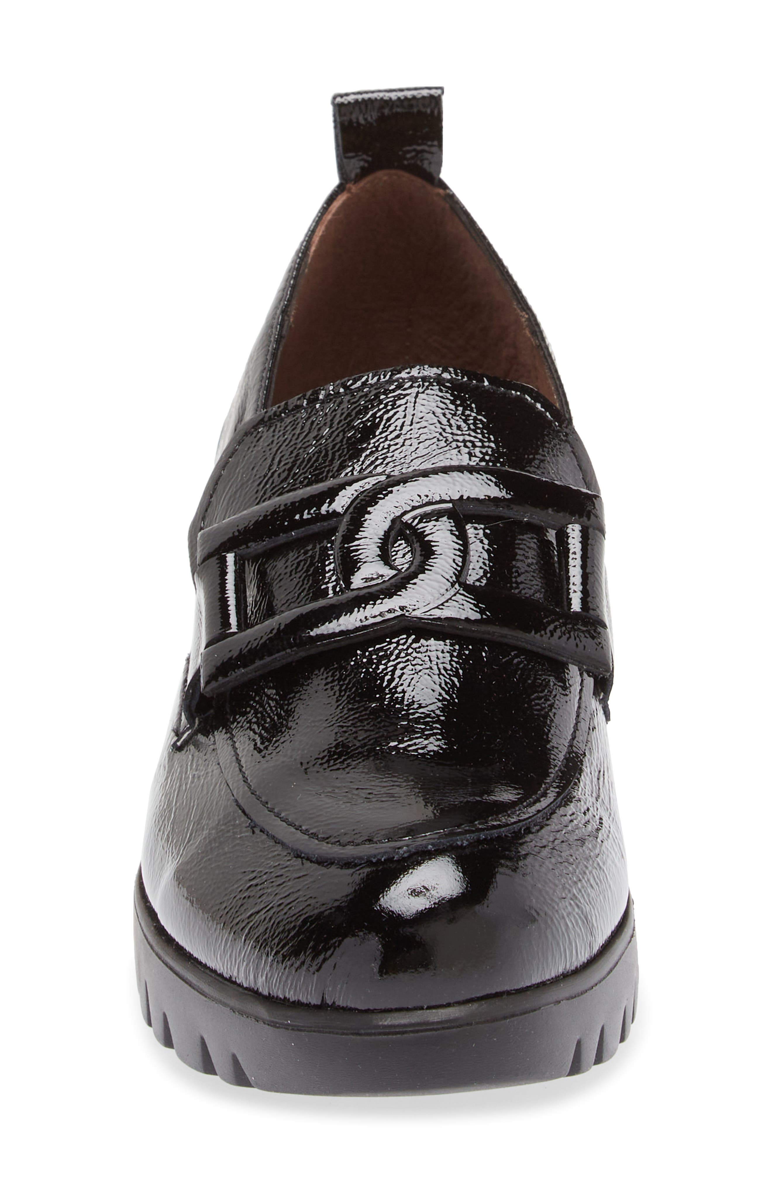 Wonders Lug Platform Wedge Loafer, Alternate, color, Textured Black Patent
