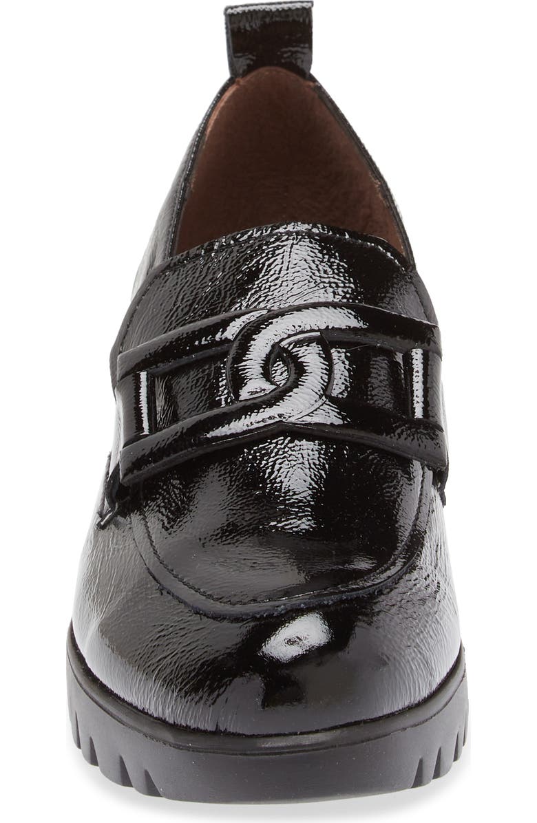 Wonders Lug Platform Wedge Loafer, Alternate, color, Textured Black Patent