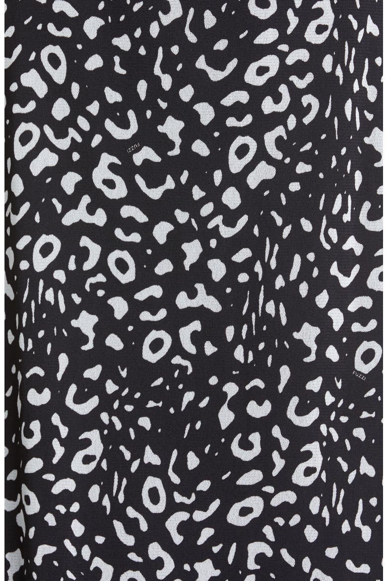 Leopard Print Tie Long Sleeve Midi Dress, Alternate, color, NERO