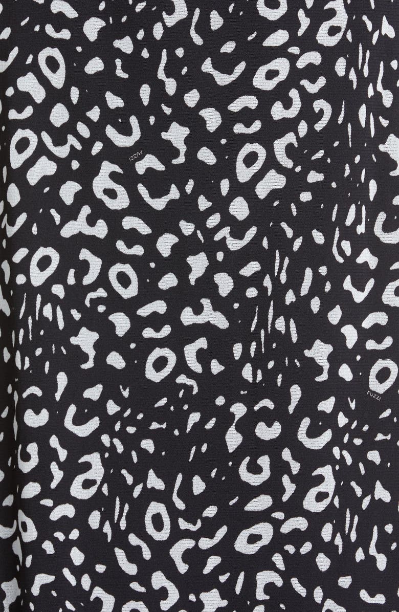 Fuzzi Leopard Print Tie Long Sleeve Midi Dress, Alternate, color,