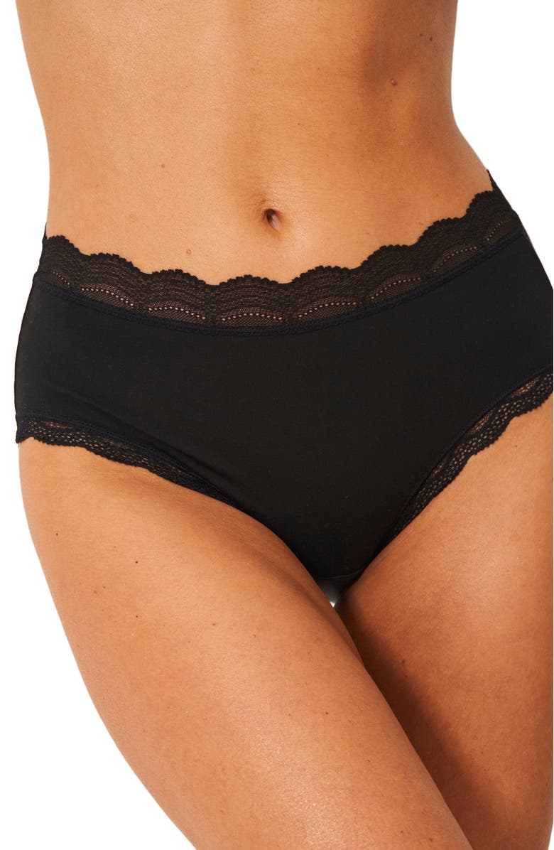 Stripe & Stare High Rise Knicker Four Pack, Alternate, color, Black