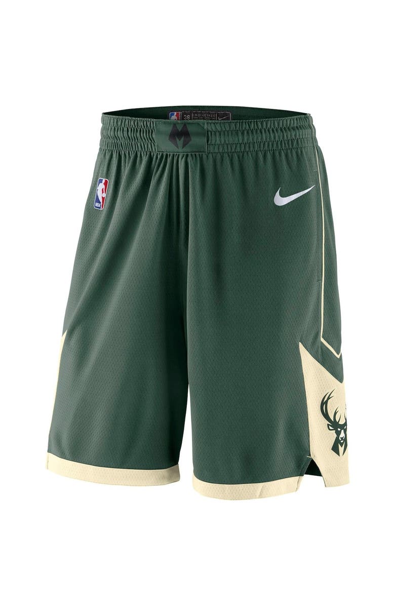 Nike Men's Nike Hunter Green 2019/20 Milwaukee Bucks Icon Edition Swingman Shorts, Main, color, Hunter Green